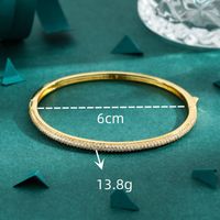 Copper 18K Gold Plated Shiny Solid Color Plating Inlay High Carbon Diamond Bangle main image 2