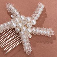 Women's Wedding Handmade Beach Starfish Imitation Pearl Beaded Insert Comb main image 7