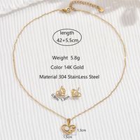 304 Stainless Steel Shell 14K Gold Plated Elegant Inlay Heart Shape Shell Jewelry Set main image 2