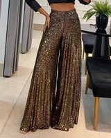 Women's Daily Vintage Style Streetwear Solid Color Full Length Sequins Casual Pants Flared Pants main image 2