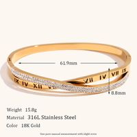 Stainless Steel 18K Gold Plated Elegant Simple Style Roman Numeral Bangle main image 2