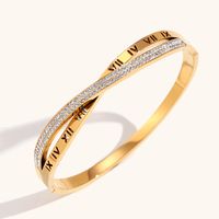 Stainless Steel 18K Gold Plated Elegant Simple Style Roman Numeral Bangle main image 1