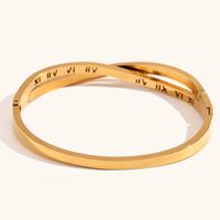 Stainless Steel 18K Gold Plated Elegant Simple Style Roman Numeral Bangle main image 5