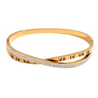Stainless Steel 18K Gold Plated Elegant Simple Style Roman Numeral Bangle main image 4