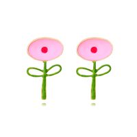 1 Pair Cartoon Style Cute Leaf Flower Enamel Alloy Ear Studs main image 6