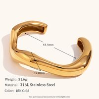 Stainless Steel 18K Gold Plated Casual Irregular Bangle main image 2