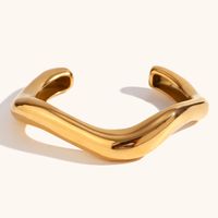 Stainless Steel 18K Gold Plated Casual Irregular Bangle main image 5