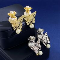 1 Pair Elegant Butterfly Plating Copper Drop Earrings main image 6