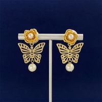 1 Pair Elegant Butterfly Plating Copper Drop Earrings main image 2