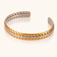 Stainless Steel 18K Gold Plated Simple Style Color Block Bangle sku image 1