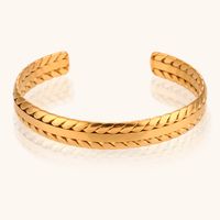 Stainless Steel 18K Gold Plated Simple Style Color Block Bangle main image 3
