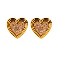 1 Pair Elegant Simple Style Heart Shape Plating Brass Zircon Ear Studs main image 4