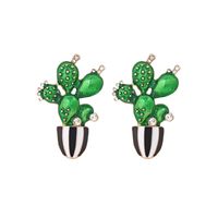 1 Pair Novelty Cactus Enamel Alloy Rhinestones Ear Studs sku image 1