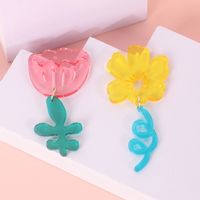 Sweet Simple Style Flower Arylic Drop Earrings main image 6