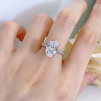 Wholesale Simple Style Solid Color Copper Inlay White Gold Plated Zircon Rings main image 5