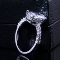 Wholesale Simple Style Solid Color Copper Inlay White Gold Plated Zircon Rings main image 4