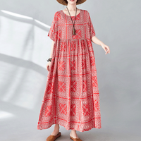 Women's Regular Dress Vacation Ethnic Style Bohemian Round Neck Short Sleeve Printing Maxi Long Dress Street main image 2