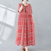 Women's Regular Dress Vacation Ethnic Style Bohemian Round Neck Short Sleeve Printing Maxi Long Dress Street main image 4