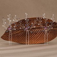 Women's Chinoiserie Handmade Bridal Flower Glass Beaded Hairpin main image 6