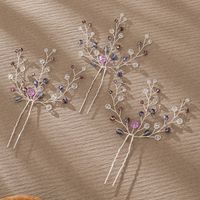 Women's Chinoiserie Handmade Bridal Flower Glass Beaded Hairpin main image 7