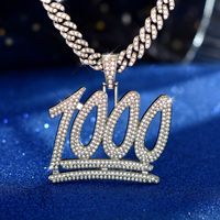Hip Hop Animal Letra Número Aleación De Zinc Embutido Diamantes De Imitación Unisexo Collar Colgante sku image 7