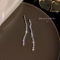 1 Pair Elegant Square Chain Handmade Chain Inlay Metal Copper Zircon White Gold Plated Drop Earrings main image 4