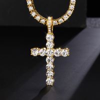 Hip-Hop Cross Zinc Alloy Polishing Inlay Rhinestones Unisex Pendant Necklace main image 7