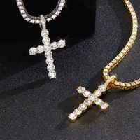 Hip-Hop Cross Zinc Alloy Polishing Inlay Rhinestones Unisex Pendant Necklace main image 1