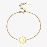 Sterling Silver Gold Plated Simple Style Round Letter Bracelets sku image 4