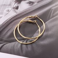 1 Paar Elegant Runden Handgemacht Metall Kupfer Vergoldet Reif Ohrringe main image 2