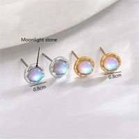 1 Pair IG Style Elegant Simple Style Round Inlay 304 Stainless Steel Moonstone 14K Gold Plated Ear Studs main image 2