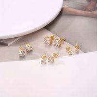 1 Pair Simple Style Round Inlay Copper Zircon K Gold Plated Ear Studs main image 4