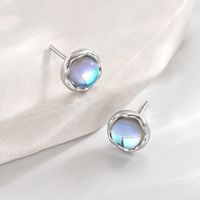 1 Pair IG Style Elegant Simple Style Round Inlay 304 Stainless Steel Moonstone 14K Gold Plated Ear Studs main image 6