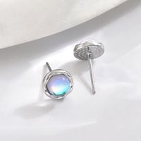 1 Pair IG Style Elegant Simple Style Round Inlay 304 Stainless Steel Moonstone 14K Gold Plated Ear Studs main image 5