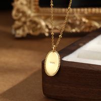 Sterling Silver Gold Plated Simple Style Roman Style British Style Letter Oval Pendant Necklace main image 4