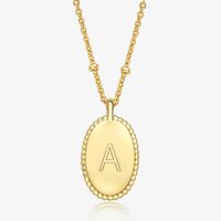 Sterling Silver Gold Plated Simple Style Roman Style British Style Letter Oval Pendant Necklace sku image 1
