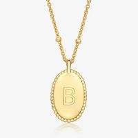 Sterling Silver Gold Plated Simple Style Roman Style British Style Letter Oval Pendant Necklace sku image 2
