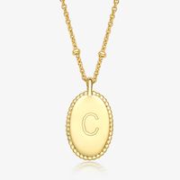 Sterling Silver Gold Plated Simple Style Roman Style British Style Letter Oval Pendant Necklace sku image 3