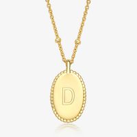 Sterling Silver Gold Plated Simple Style Roman Style British Style Letter Oval Pendant Necklace sku image 4