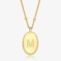 Sterling Silver Gold Plated Simple Style Roman Style British Style Letter Oval Pendant Necklace sku image 5