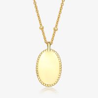 Sterling Silver Gold Plated Simple Style Roman Style British Style Letter Oval Pendant Necklace sku image 6