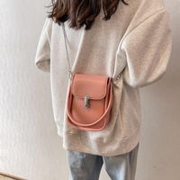 Women's Pu Leather Solid Color Streetwear Sewing Thread Chain Flip Cover Crossbody Bag sku image 2