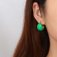 1 Pair Simple Style Geometric Solid Color Enamel Stainless Steel Hoop Earrings main image 3