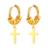 1 Pair Punk Cross Plating Stainless Steel Drop Earrings main image 5