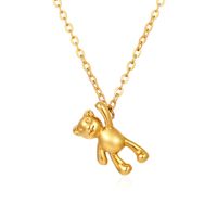Stainless Steel Cute Bear Solid Color Plating Pendant Necklace main image 5