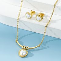 Stainless Steel 18K Gold Plated Elegant Heart Shape Jewelry Set sku image 1