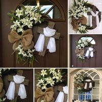 Easter Pastoral Flower Bow Knot Plastic Cloth Home Daily Festival Hanging Ornaments main image 5