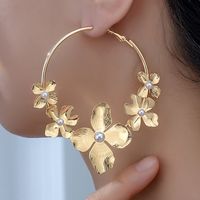 1 Pair Exaggerated Flower Ferroalloy Hoop Earrings sku image 2