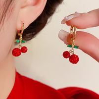 1 Pair Sweet Cherry Copper Gold Plated Drop Earrings main image 1
