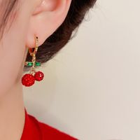 1 Pair Sweet Cherry Copper Gold Plated Drop Earrings main image 4